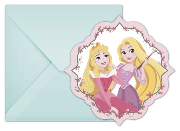 6 inbjudningskort Disneyprinsessor