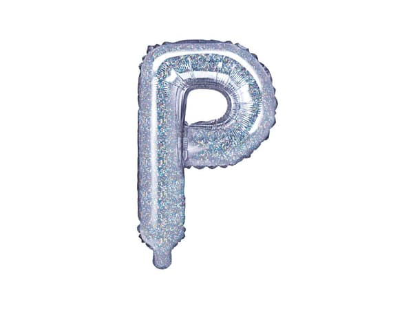 Folieballong bokstav P silver med purpurin