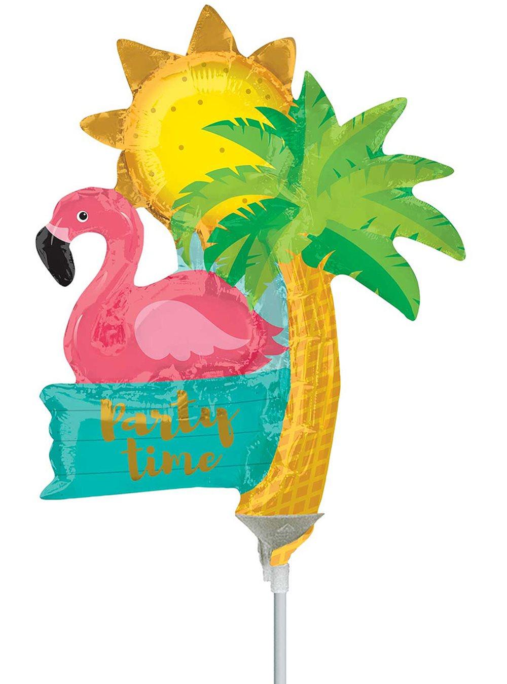 Mini Folieballong flamingo, palm och sol