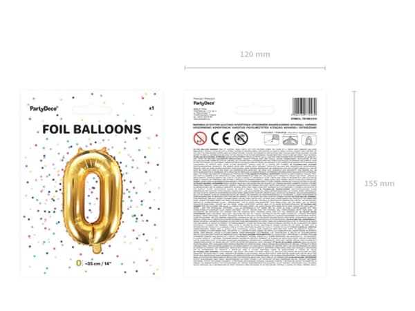 "0" Folieballong i guld (35 cm)