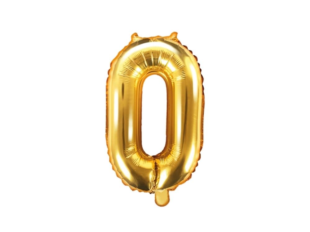 "0" Folieballong i guld (35 cm)