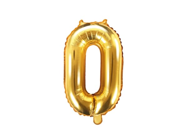 "0" Folieballong i guld (35 cm)