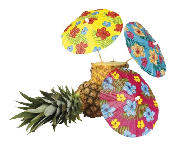 6 Hawaii dekorative paraplyer - Hibiscus