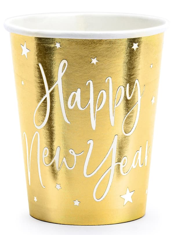 6 Happy New Year New Year's Eve gylden glass - Jolly New Year