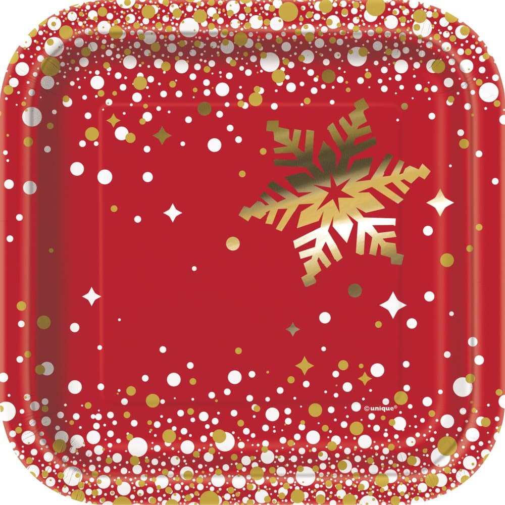 8 tallrikar dessert Merry Christmas (18 cm) - Gold Sparkle Christmas