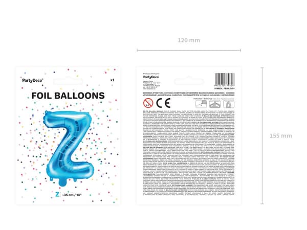 Folieballong bokstav Z blå (35 cm)