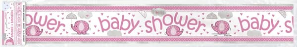 Pink Baby Shower banner - Umbrellaphants Pink
