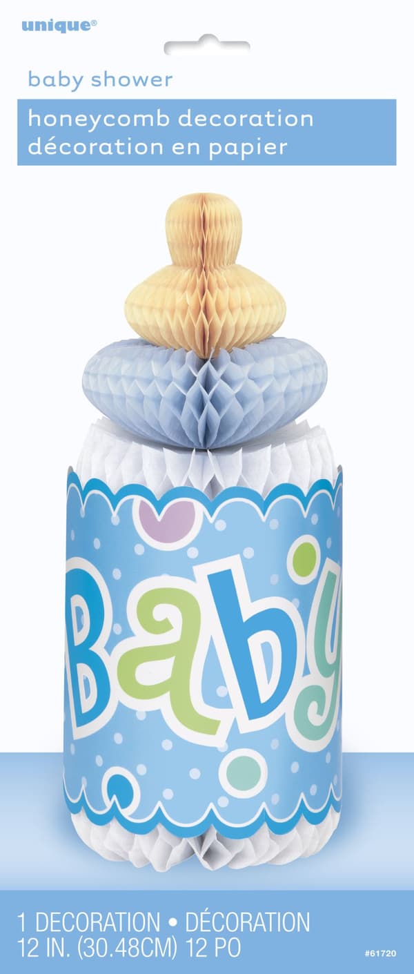 Blå baby flaske pynt - Baby Shower