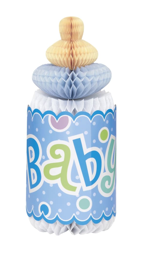 Blå baby flaske pynt - Baby Shower