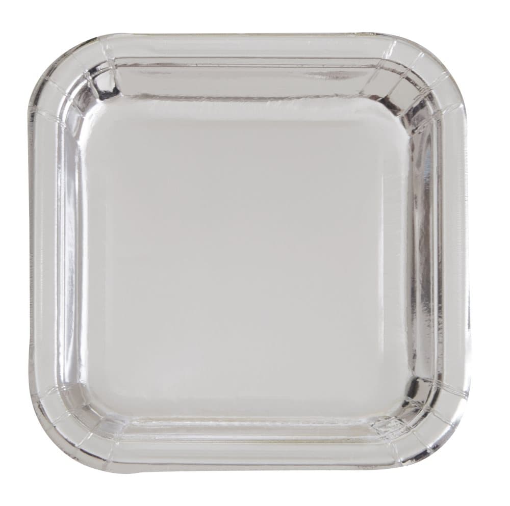 8 tallrikar fyrkantiga silverfärgade (23 cm) - Solid Colour Tableware