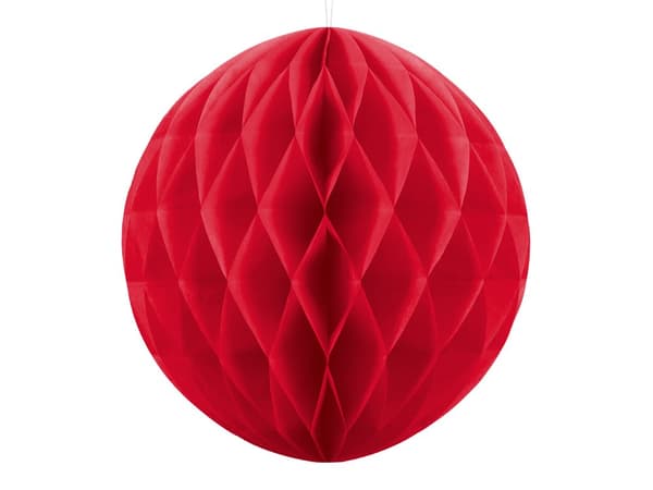Honeycomb papir sfære i rød måler 20 cm