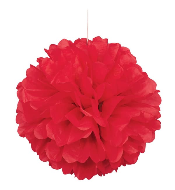 Pompom dekorativ röd - Kollektion Basfärger