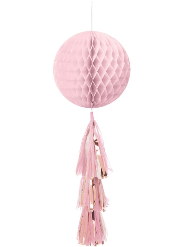 Pink honningpapir hængende dekoration og pom pommer