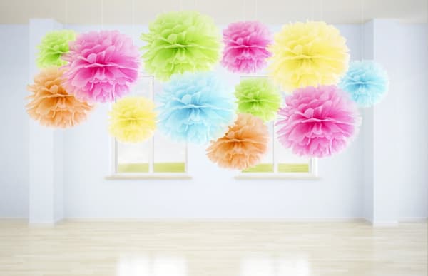 Pom pom pappersdekoration rosa 25 cm