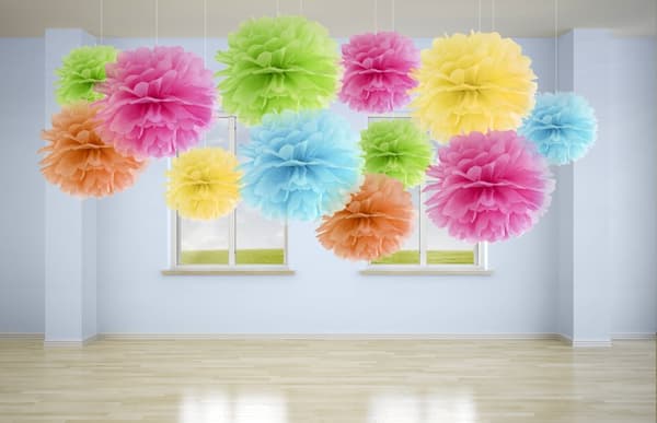 Pom pom pappersdekoration rosa 25 cm
