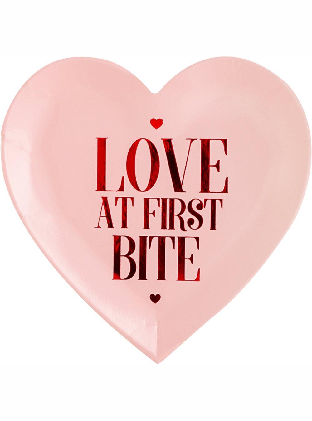 6 desserttallrikar i form av hjärta "Love at first bite" (17,5 cm) - Valentine Collection