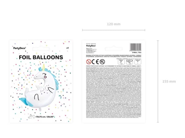 Folieballong av en enhjørning med mål på (70x75cm) - Unicorn Collection