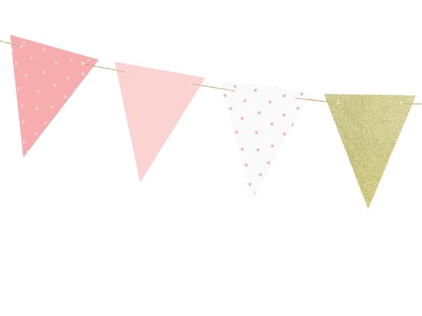 Print Papir Flagdug med Pink Prikker - Pink 1st Birthday