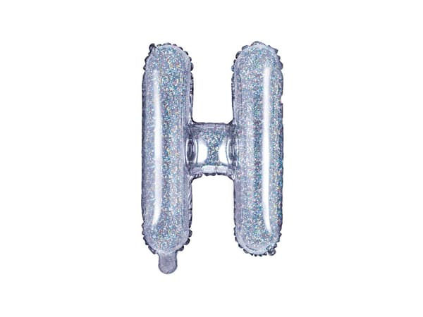H-kirjaimen muotoinen foliopallo (hopeanvärinen glitter)