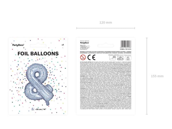 & Folieballon i sølv med glitter (35cm)
