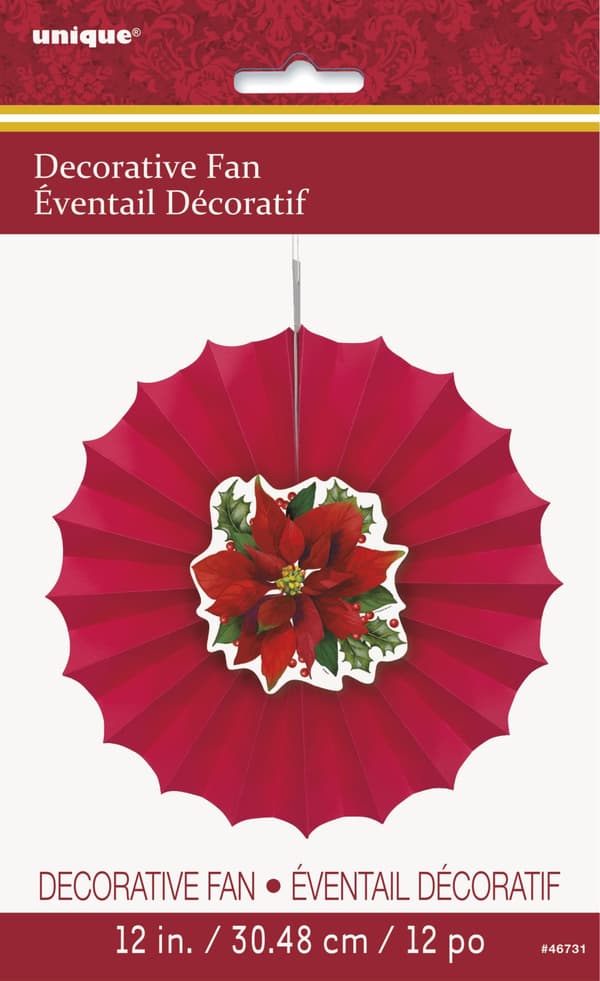 Dekorativt papirvifte med elegant påskeblomst - Holly Poinsettia