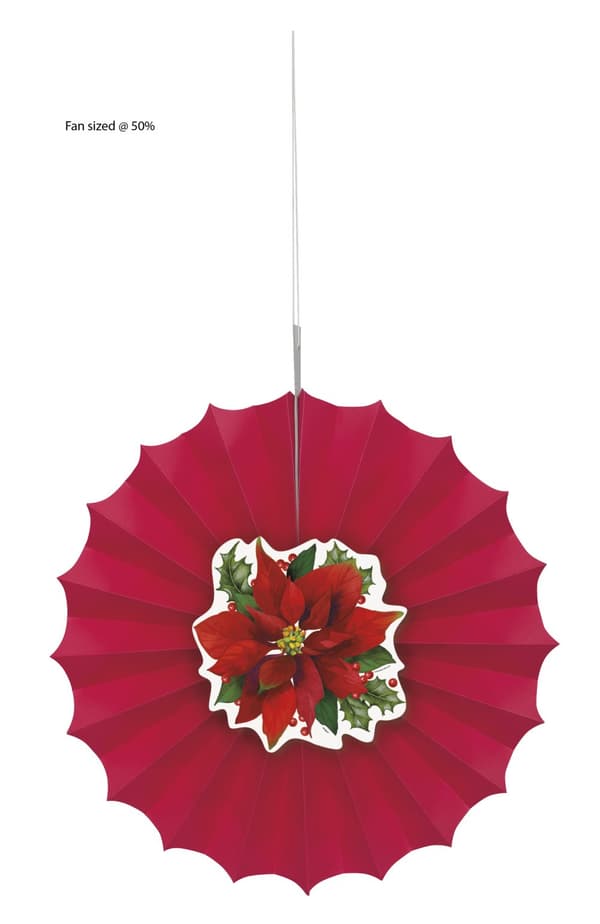 Dekorativt papirvifte med elegant påskeblomst - Holly Poinsettia
