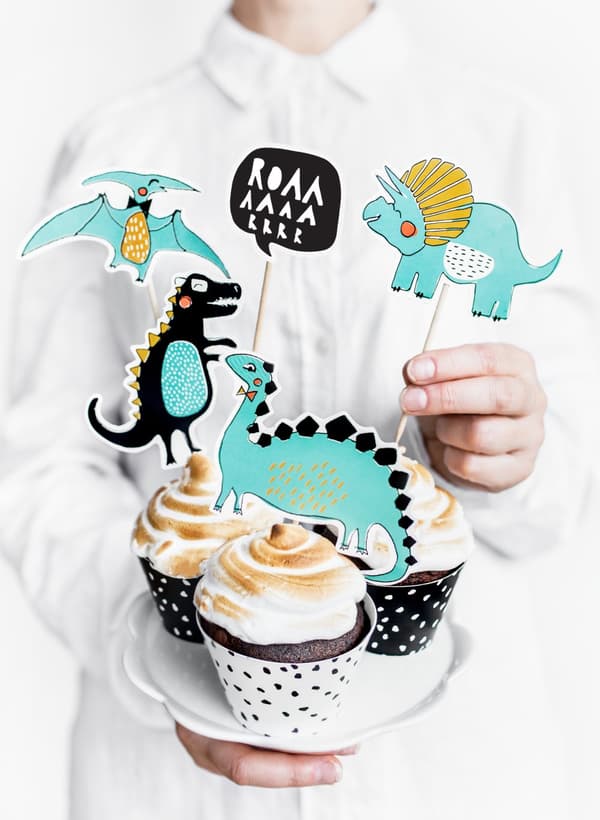 Sett med 5 Dinosaur Kaketopper - Dinosaur Party