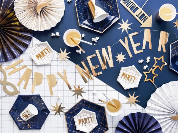 "Happy New Year" girlander i gull - Godt Nyttår Kolleksjon