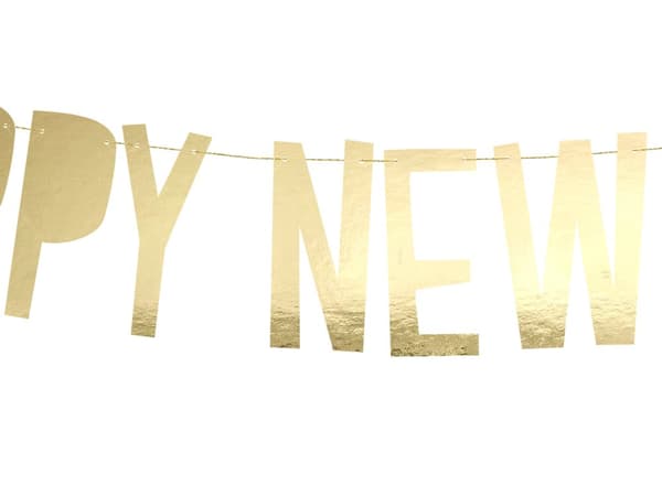 "Happy New Year" girlander i gull - Godt Nyttår Kolleksjon