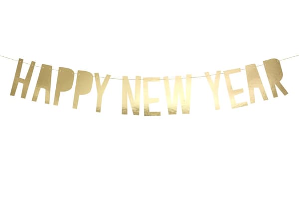 "Happy New Year" girlander i gull - Godt Nyttår Kolleksjon