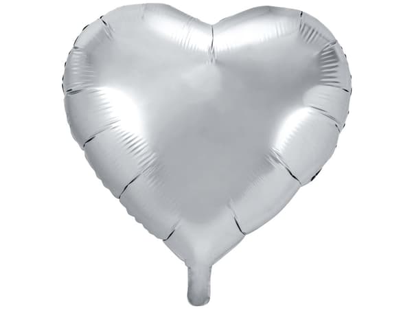 Folieballong i form av ett hjärta i silver