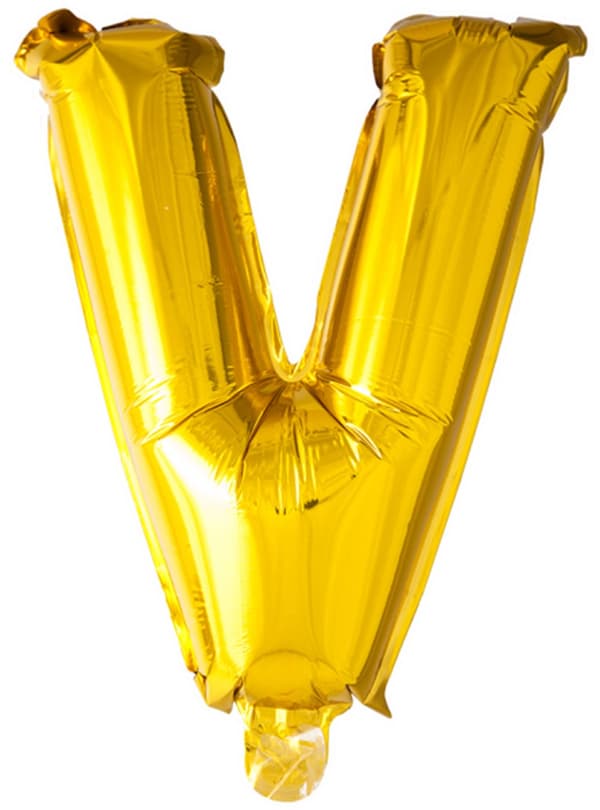 Bogstav V guldfarvet ballon (102 cm)