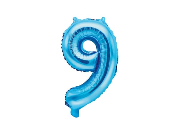 Numero "9" foliopallo, sininen, 35 cm