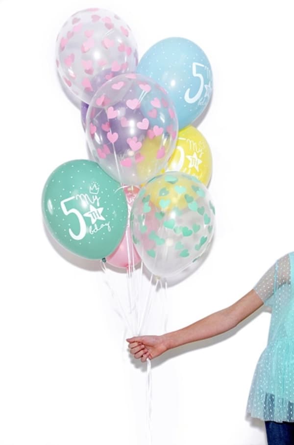 6 ballonger med gröna hjärtan (30 cm)