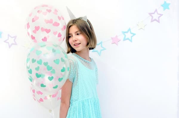 6 ballonger med gröna hjärtan (30 cm)