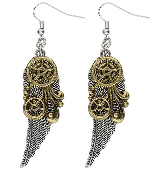 Vinge formede steampunk øreringe