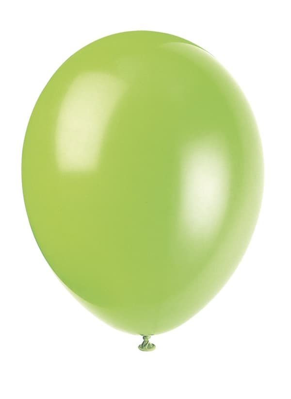 Sæt af 10 neon grønne ballonner - Basale farver linje