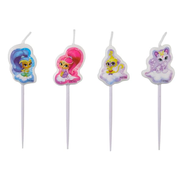 Sett med 4 Shimmer og Shine stearinlys
