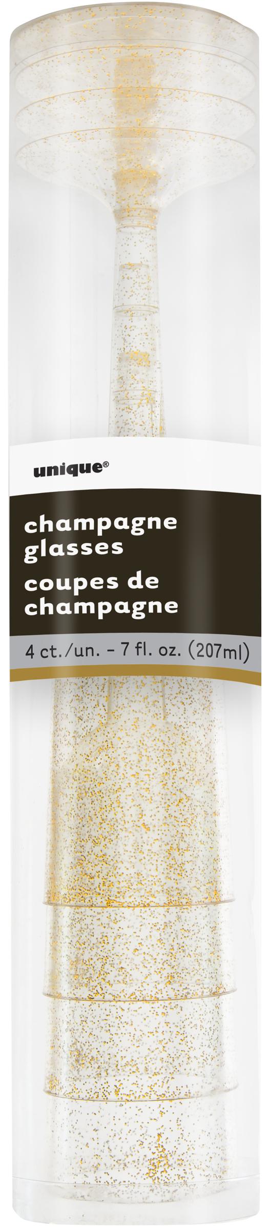 4 champagneglas guldfärgade med purpurin - Basic Christmas