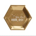 Miniatyrbild 1 av 2: 8 papperstallrikar hexagonala guldfärgade  (27 cm) - Woo Hoo Hen Do