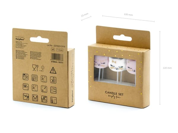 6 födelsesdagsljus i form av blandade katter (2 cm) - Meow Party
