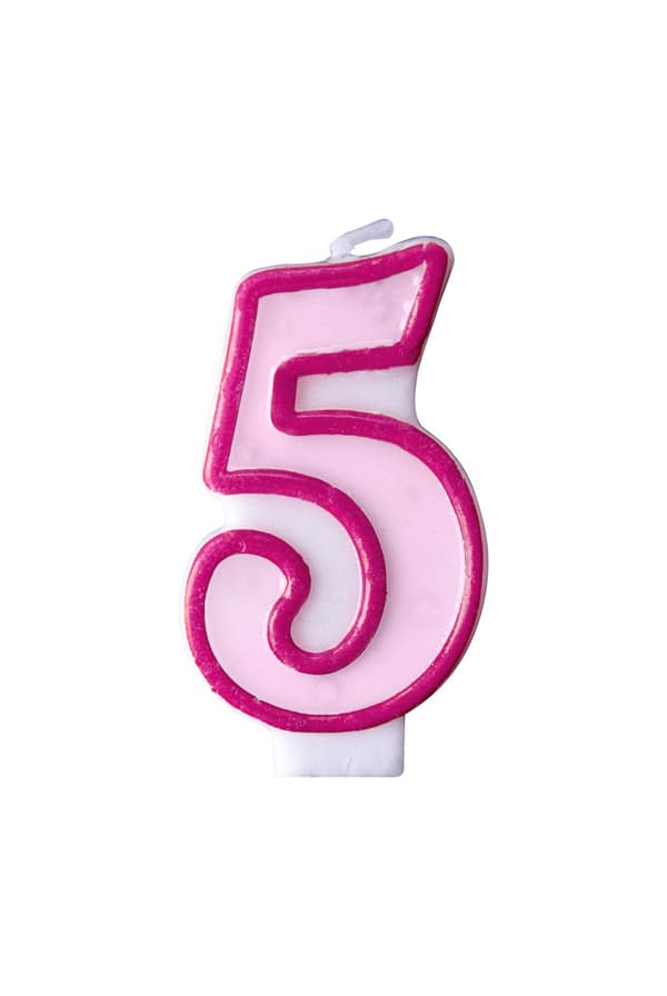Födelsedagsljus rosa nummer 5