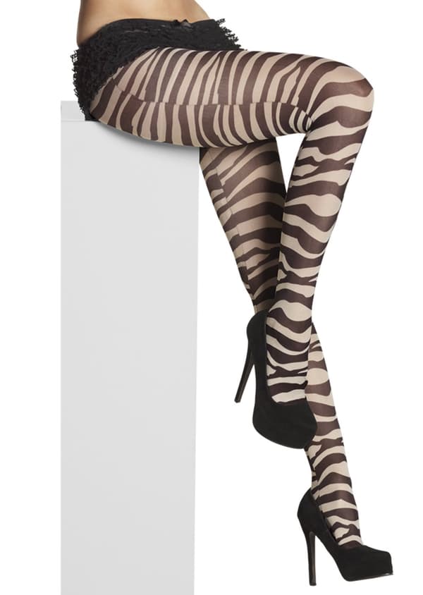 Brune sebra tights til dame