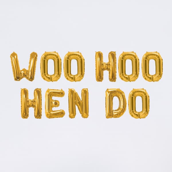 Guld folieballon guirlande - Woo Hoo Hen Do