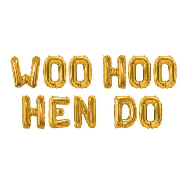 Guld folieballon guirlande - Woo Hoo Hen Do