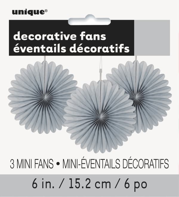 3 Hängande pappersdekorationer silverfärgade (15,2 cm) - Kollektion Basfärger
