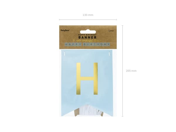 "Happy Birthday" Banner, Pastellblå - Touch of Gull