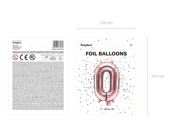 "0" Folieballong i rosegull (35 cm)