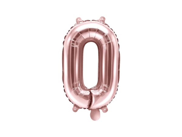"0" Folieballong i roseguld (35 cm)