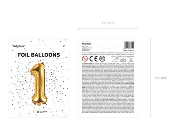 "1" Folieballong i guld (35 cm)